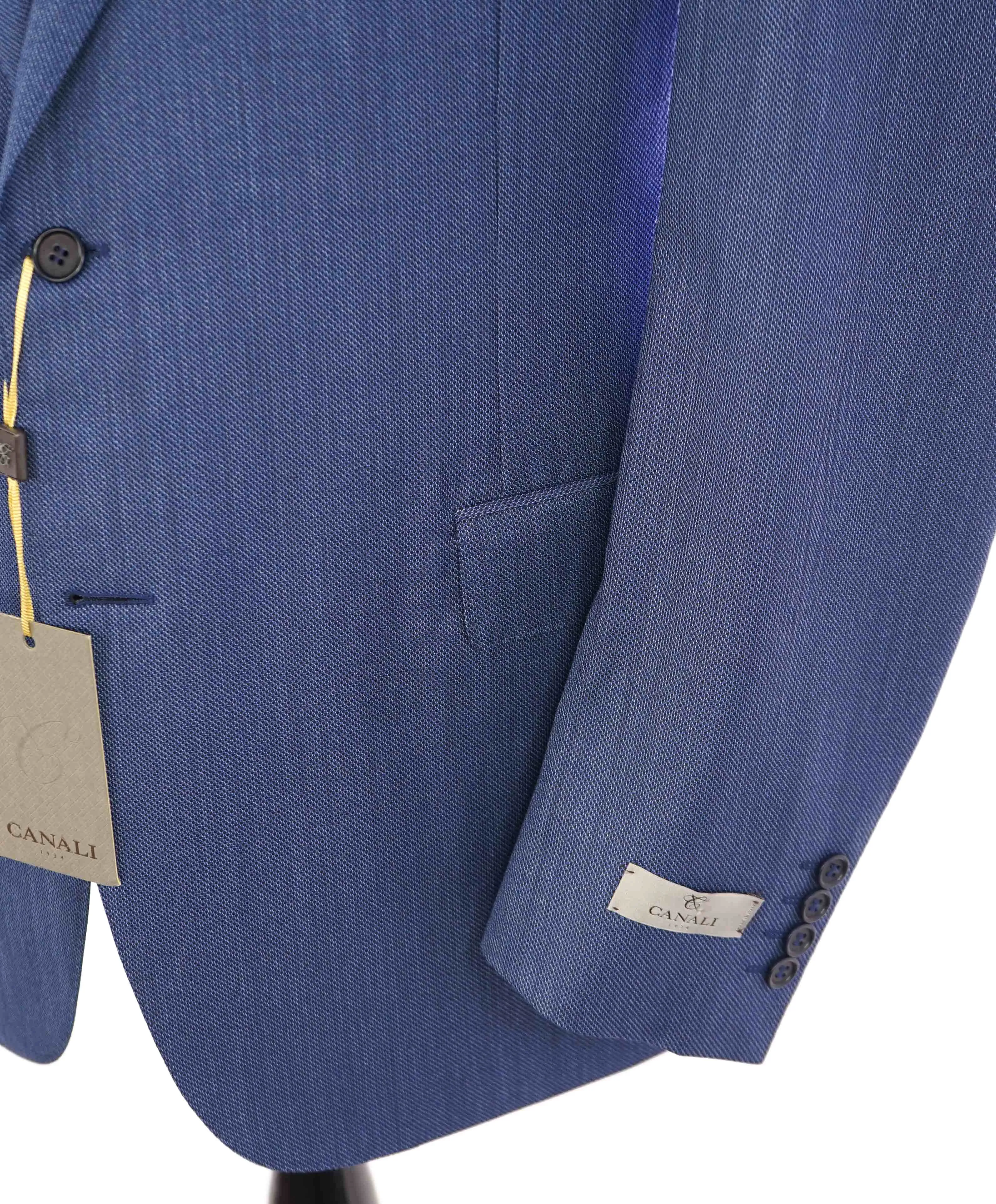 $1,895 CANALI - Light Blue Textured Birdseye Wool Blazer - 48L