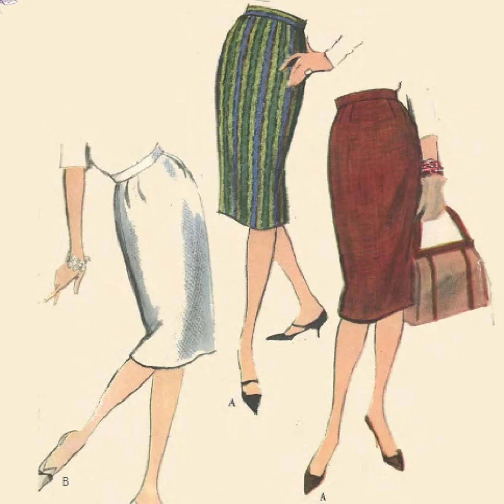 1950's Sewing Pattern 'Easy To Sew' Pencil Skirt  - Waist 30" (76cm)