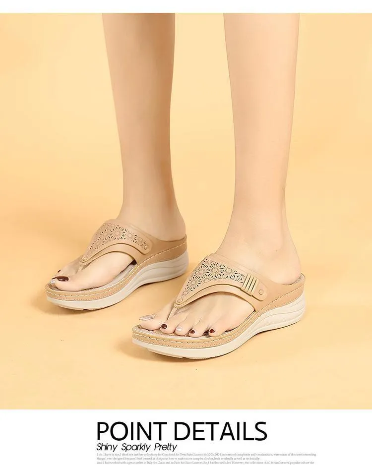 2021 Flip-toe Hollow Women's Wedge Heel Comfortable Sandals