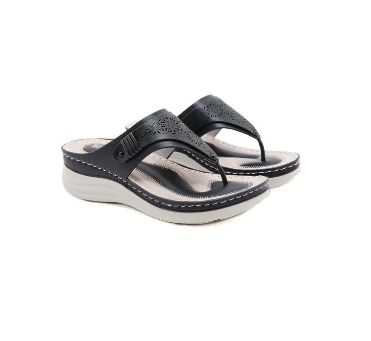 2021 Flip-toe Hollow Women's Wedge Heel Comfortable Sandals