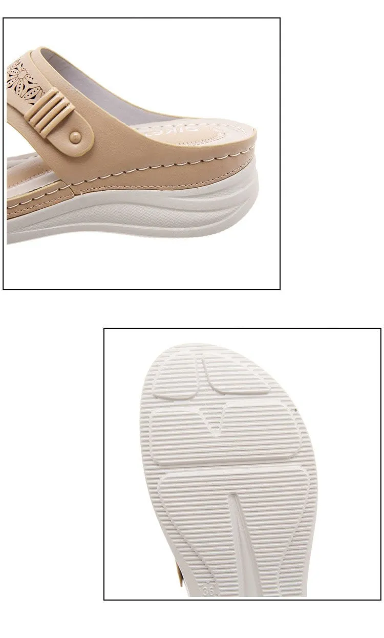 2021 Flip-toe Hollow Women's Wedge Heel Comfortable Sandals