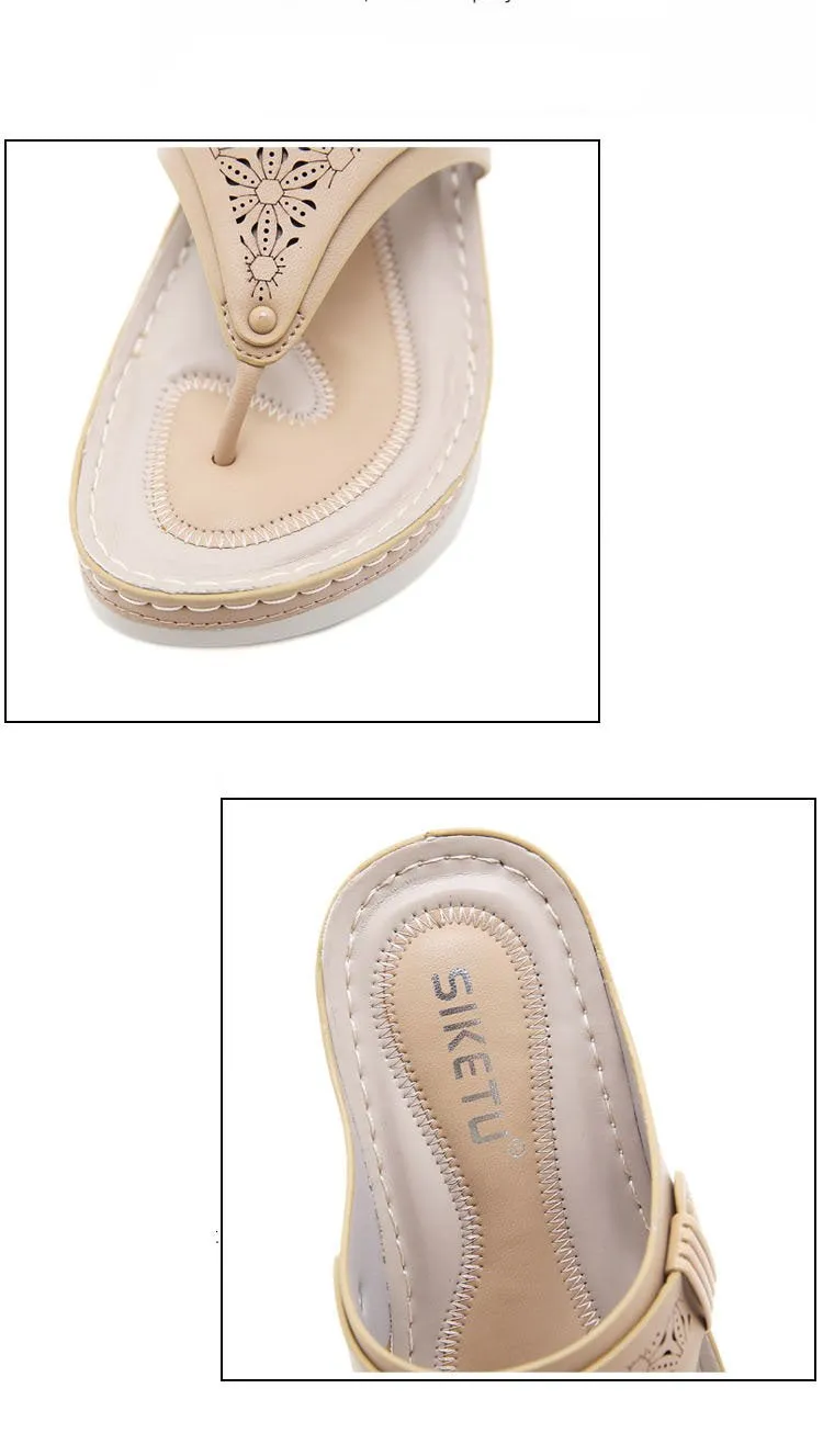 2021 Flip-toe Hollow Women's Wedge Heel Comfortable Sandals