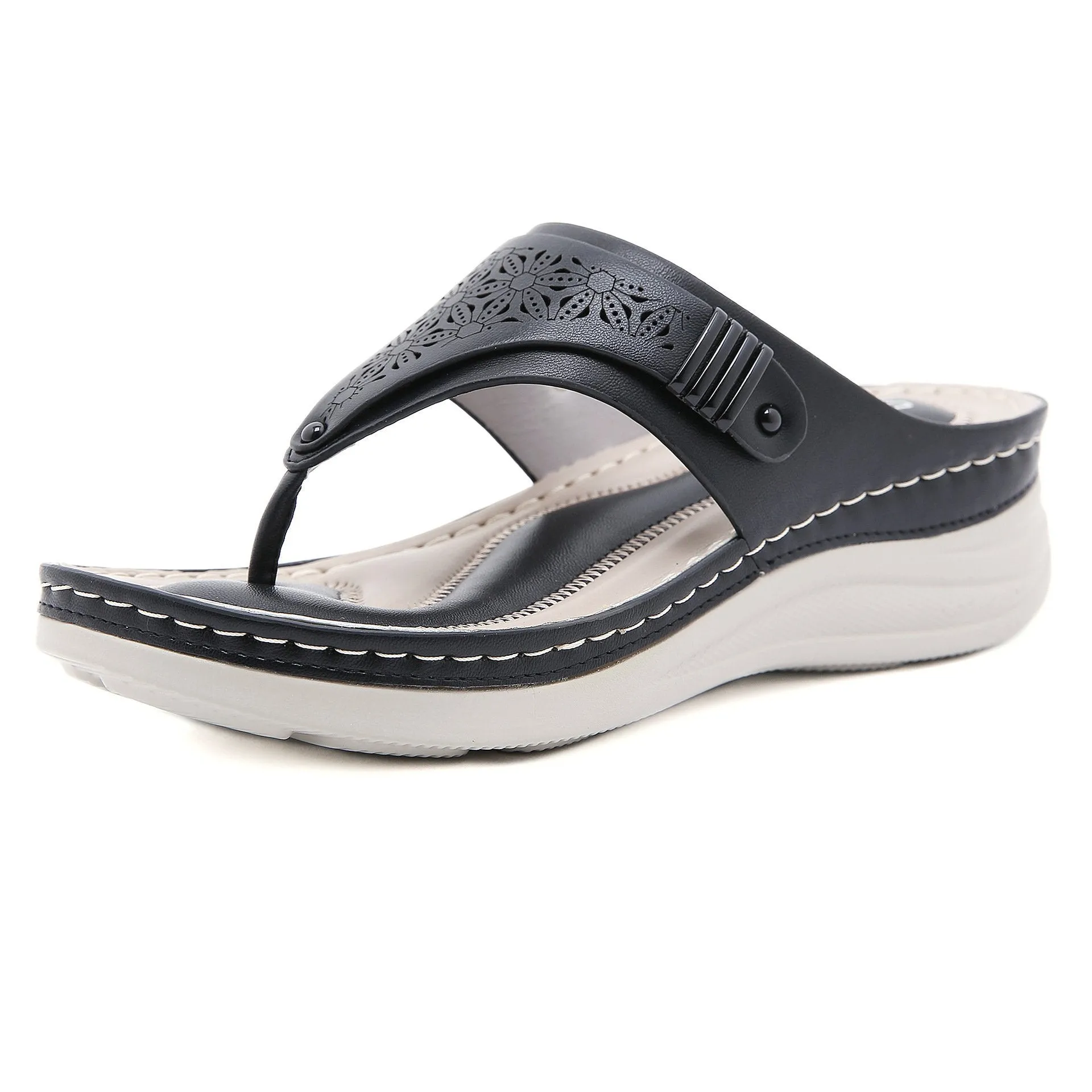 2021 Flip-toe Hollow Women's Wedge Heel Comfortable Sandals