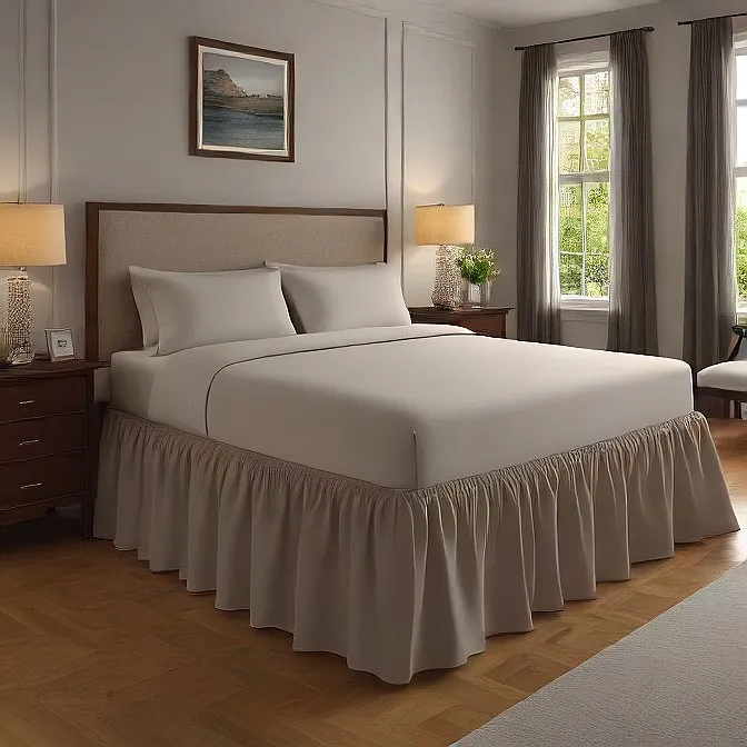 36" Inch Drop Wrap-Around Bed Skirt Ivory 1-Piece Egyptian Cotton