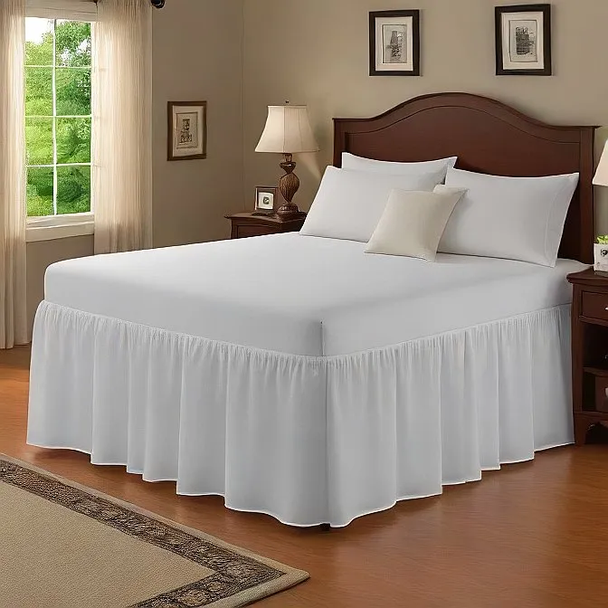 36" Inch Drop Wrap-Around Bed Skirt Ivory 1-Piece Egyptian Cotton