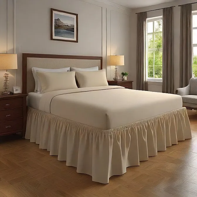36" Inch Drop Wrap-Around Bed Skirt Ivory 1-Piece Egyptian Cotton