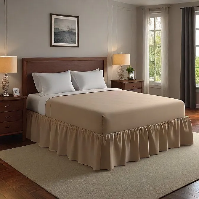 36" Inch Drop Wrap-Around Bed Skirt Ivory 1-Piece Egyptian Cotton