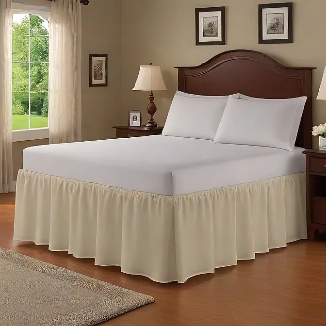 36" Inch Drop Wrap-Around Bed Skirt Ivory 1-Piece Egyptian Cotton