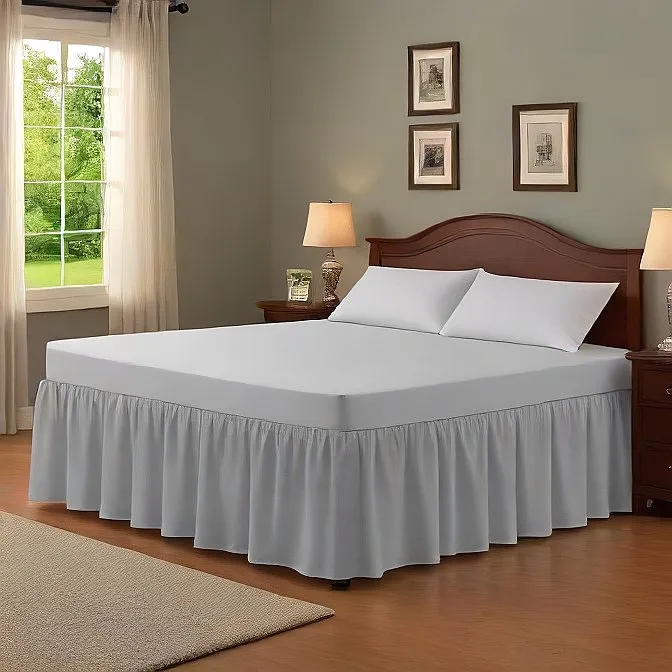 36" Inch Drop Wrap-Around Bed Skirt Ivory 1-Piece Egyptian Cotton