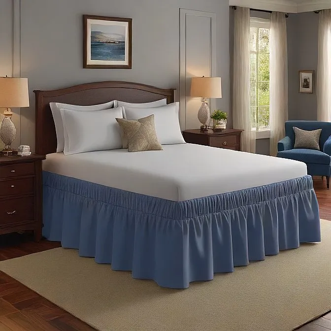 36" Inch Drop Wrap-Around Bed Skirt Ivory 1-Piece Egyptian Cotton