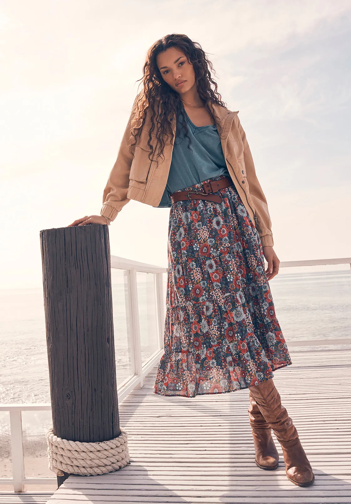 Aletta Women’s Long Skirt in Printed Floral - WS0006P