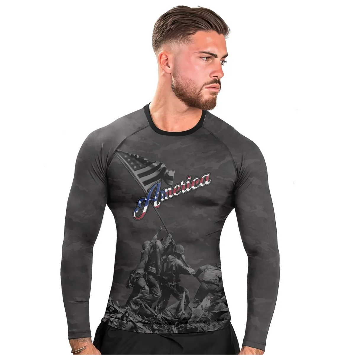 American Independence Day Men's Long Sleeve Rash Guard