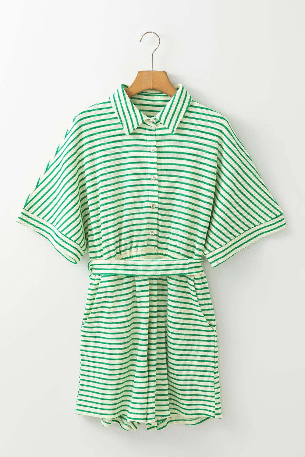 Annabelle Stripe Buttoned & Tie Romper