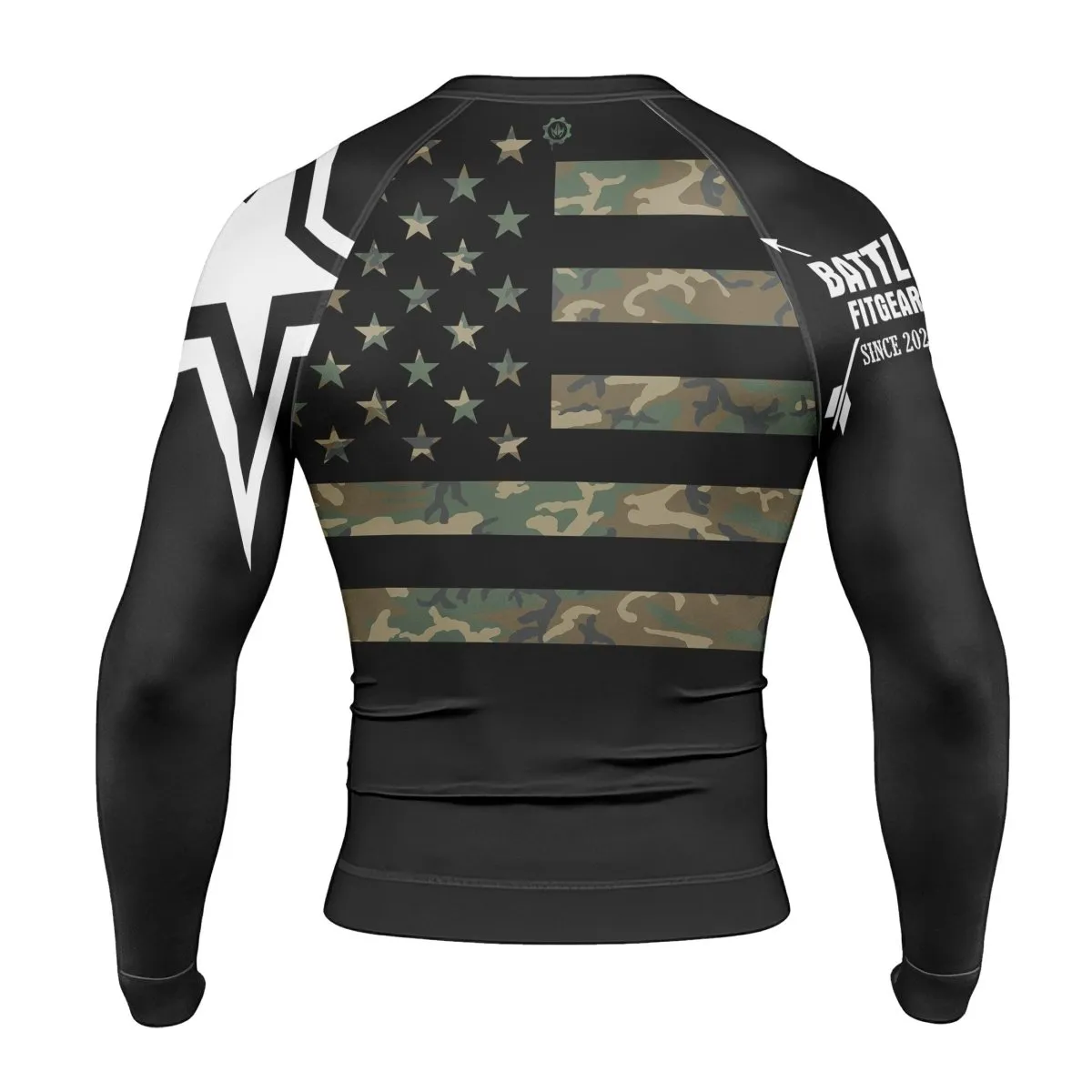 Army Camo Flag Long Sleeve Rash Guard