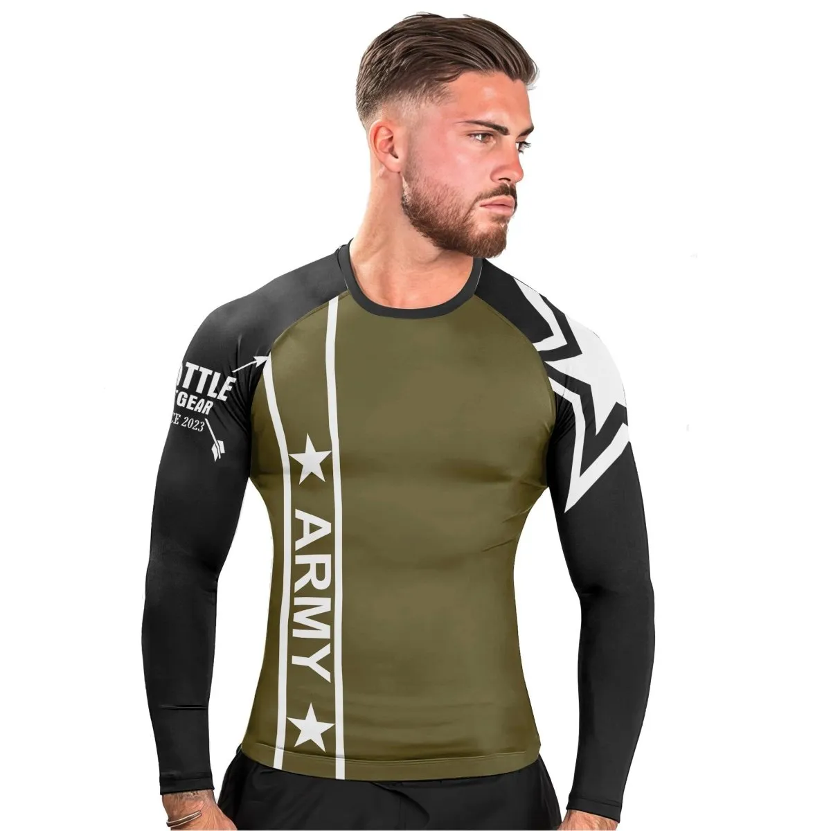 Army Camo Flag Long Sleeve Rash Guard