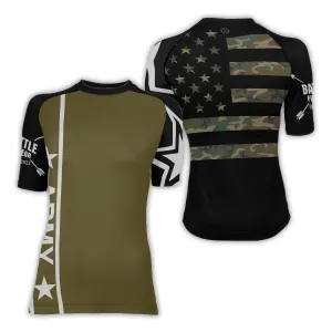 Army Camo Flag Women's Short Sleeve Rash Guard