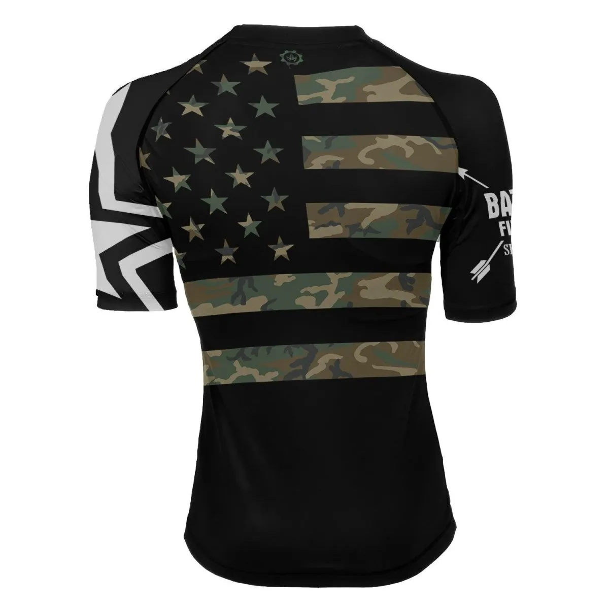 Army Camo Flag Women's Short Sleeve Rash Guard