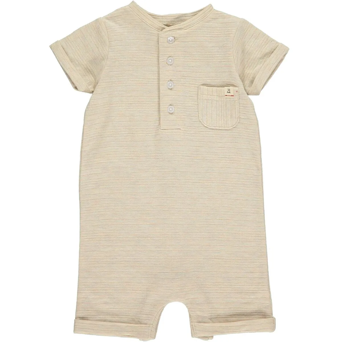 Beige Henley Short Romper