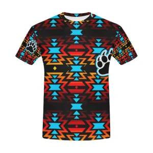 Big Pattern Fire Colors and Sky Bear Paw T-Shirt for Men (USA Size) (