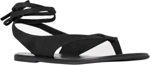 Black Ankle Strappy Thong Sandals for Women Cute Suede Flat Sandals Ladies Summer Dressy Beach Flip Flops Sandals