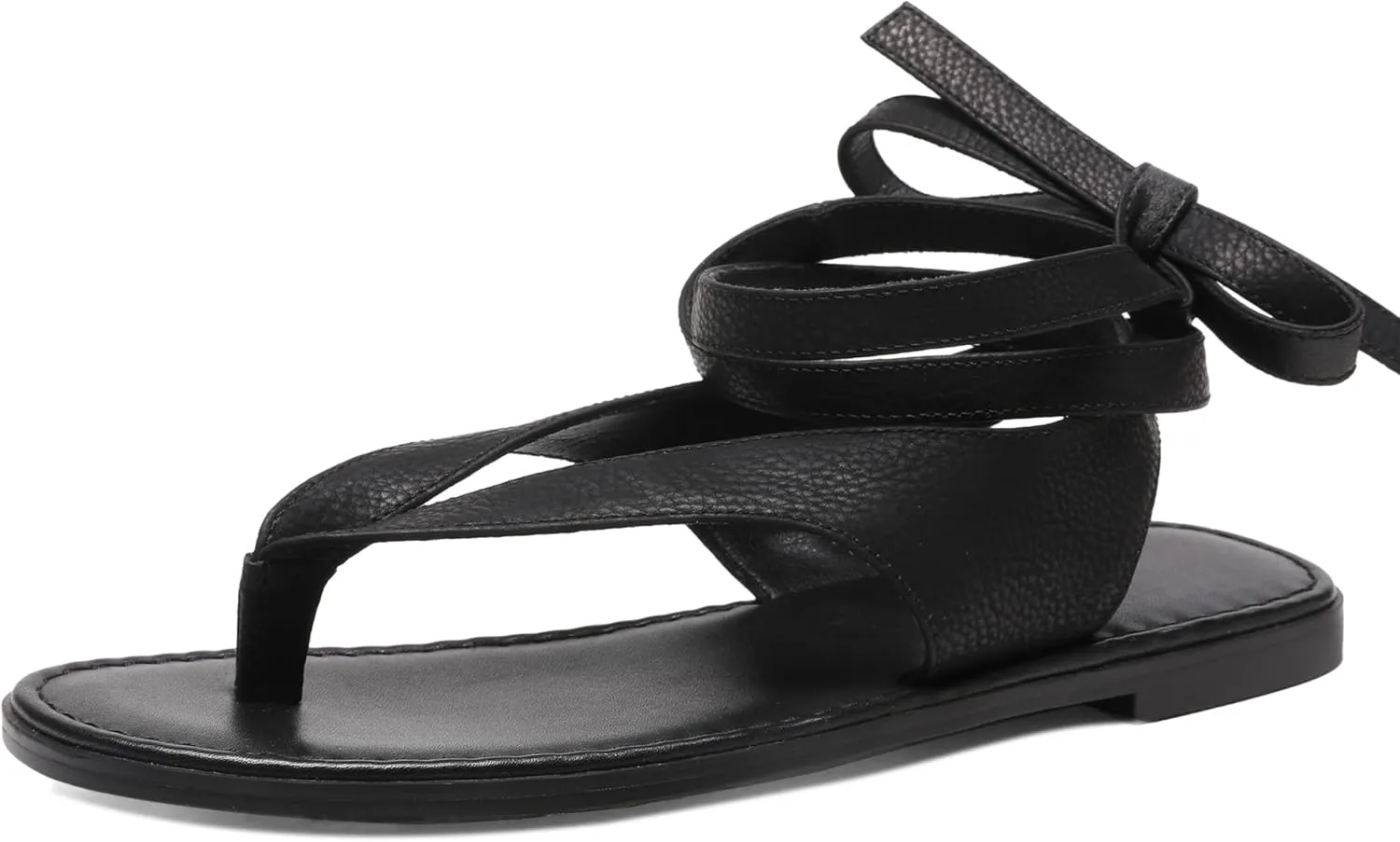 Black Ankle Strappy Thong Sandals for Women Cute Suede Flat Sandals Ladies Summer Dressy Beach Flip Flops Sandals