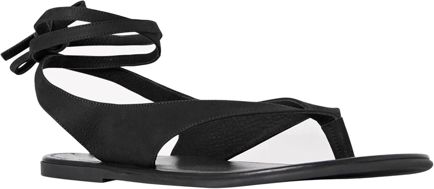 Black Ankle Strappy Thong Sandals for Women Cute Suede Flat Sandals Ladies Summer Dressy Beach Flip Flops Sandals