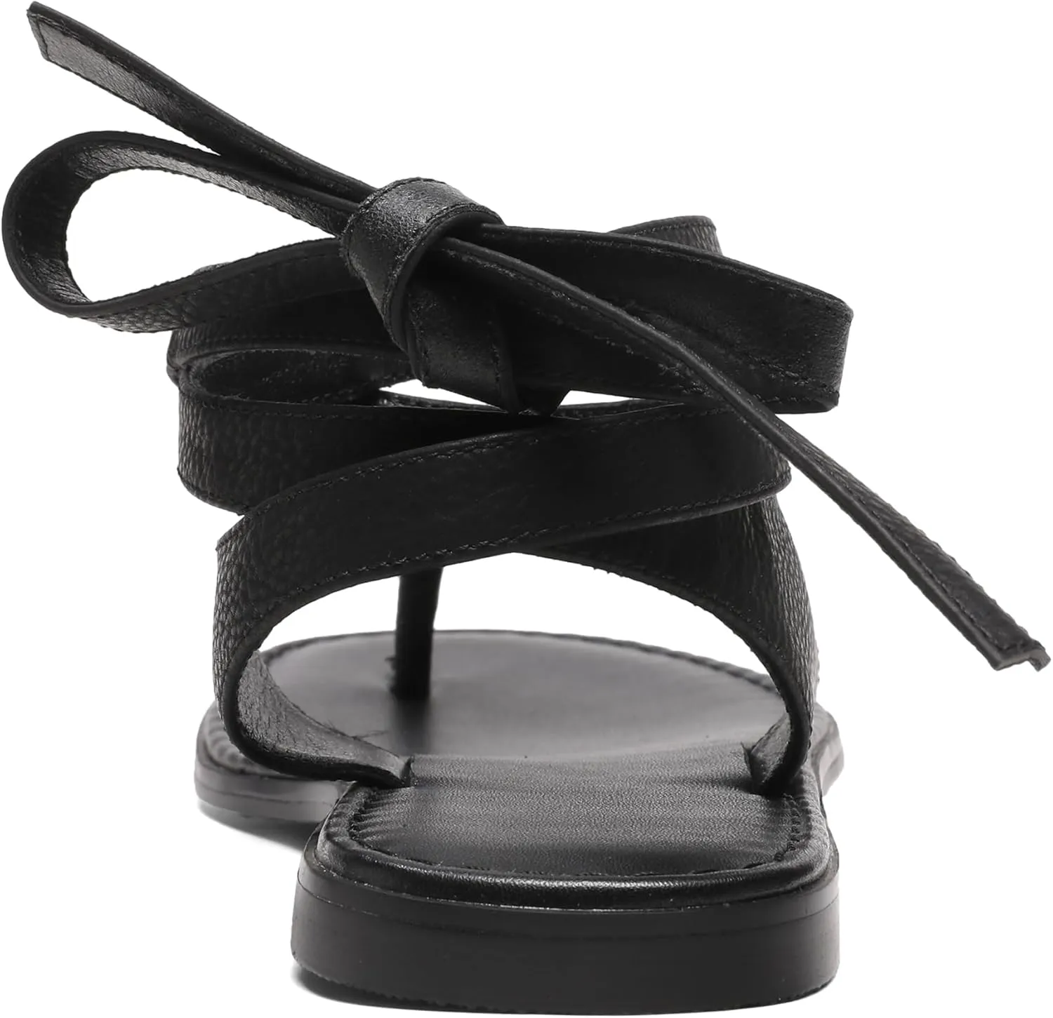 Black Ankle Strappy Thong Sandals for Women Cute Suede Flat Sandals Ladies Summer Dressy Beach Flip Flops Sandals