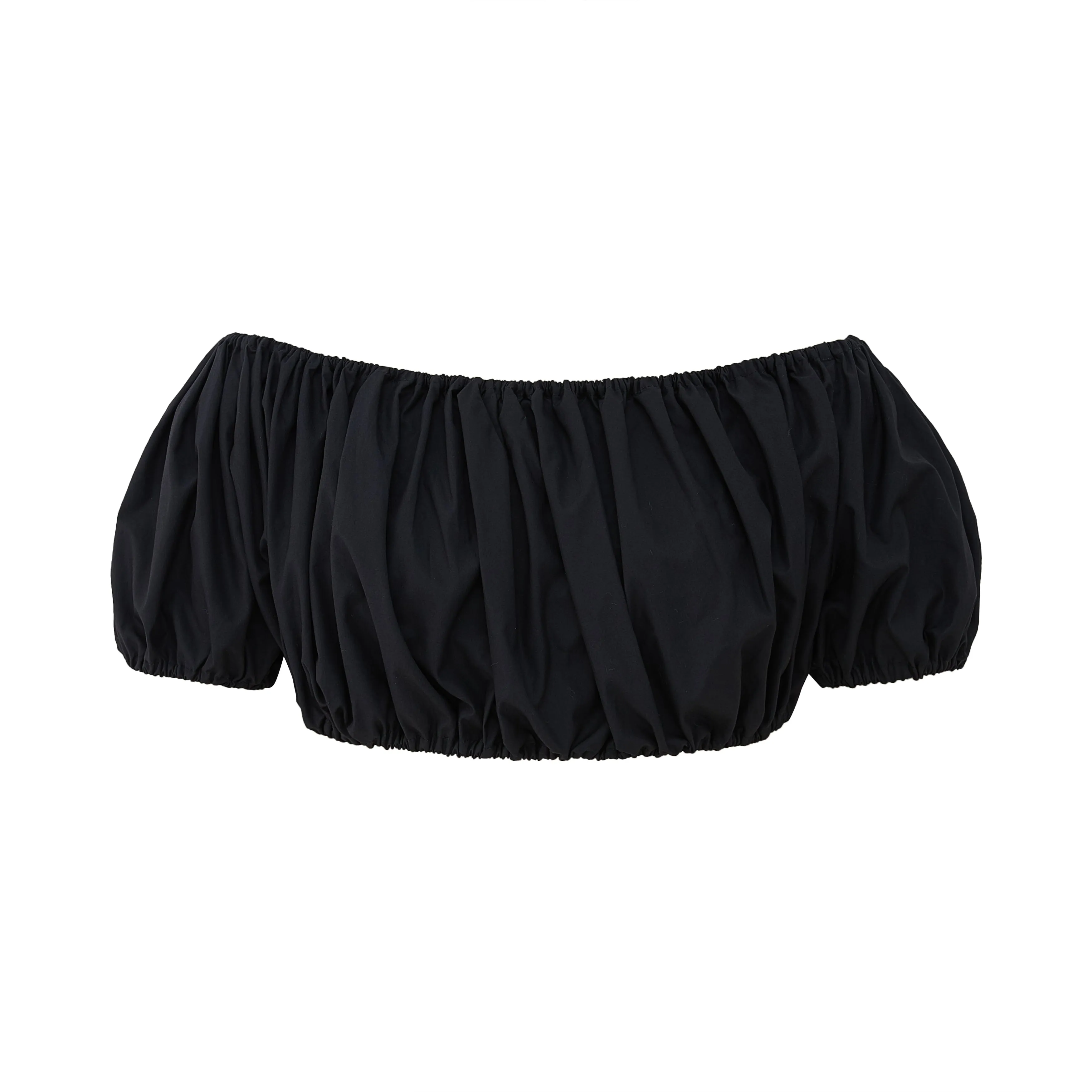 Black Off-Shoulder Casual Crop Top
