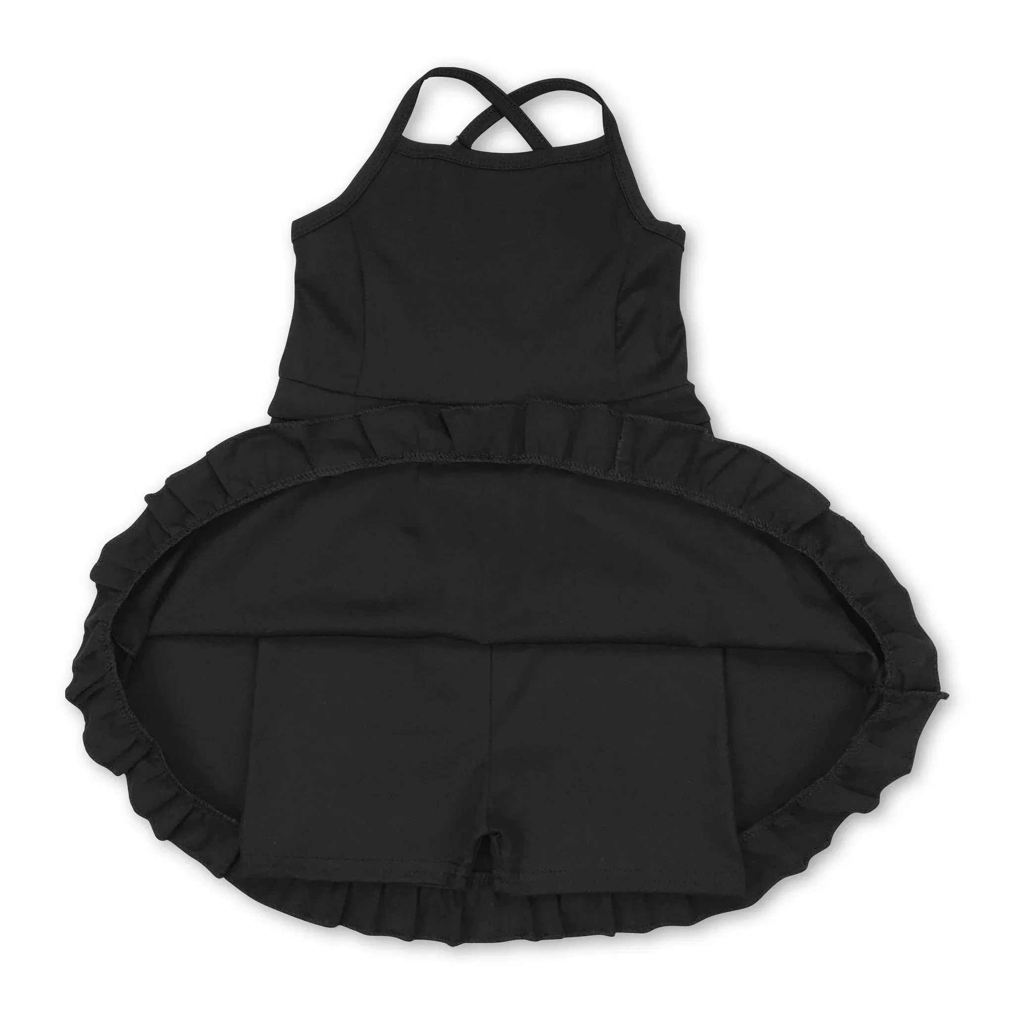 Black Strap Ruffle Romper