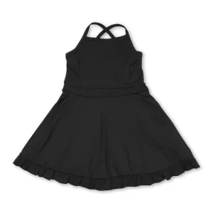 Black Strap Ruffle Romper