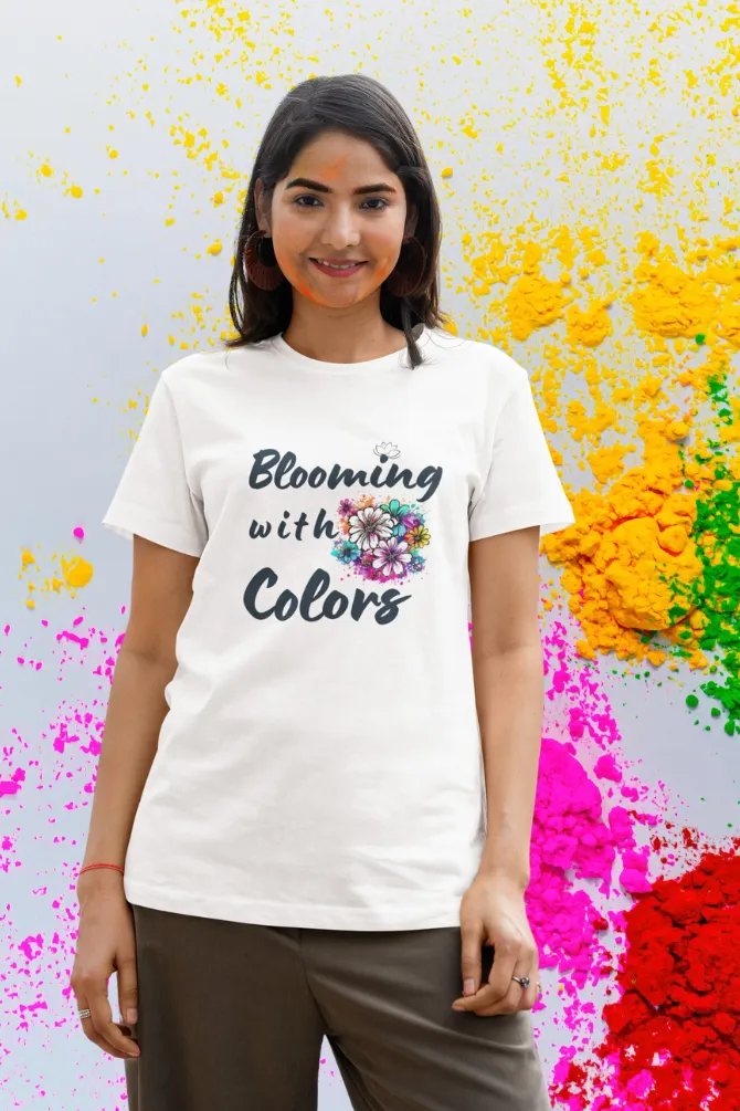 Blooming With Colors Holi T-shirt for women