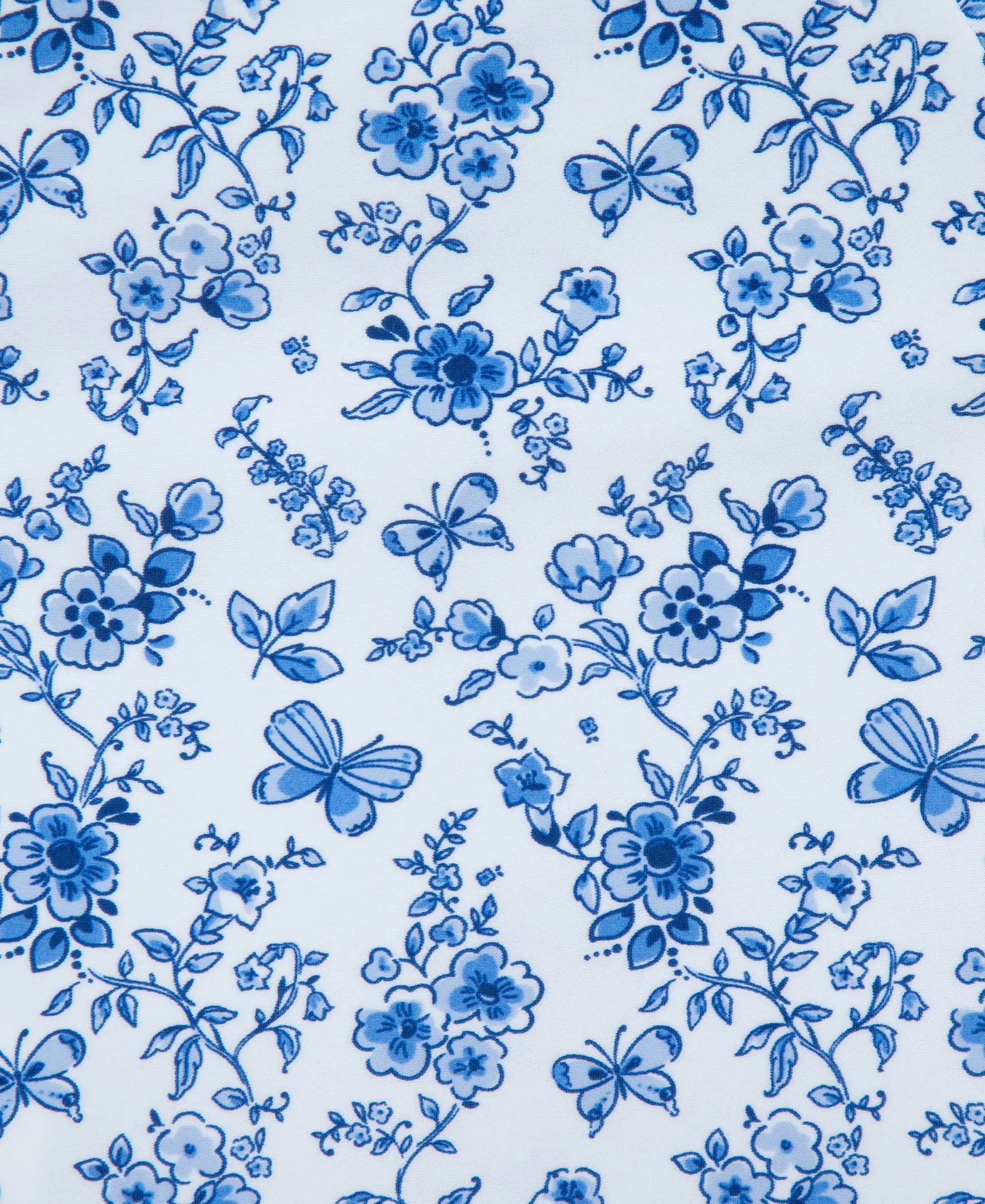 Blue Floral One-Piece Rashguard Swimsuit (2T-4T)