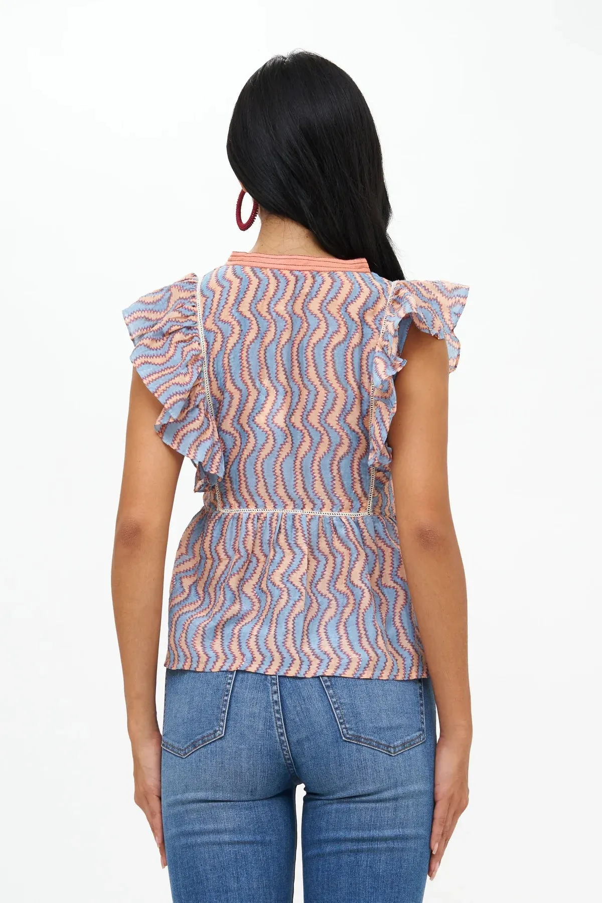 Blue Sierra Flirty Tie Short Sleeve Top