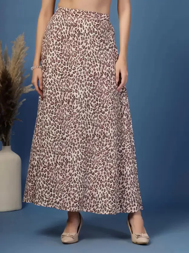 Casual Beige Flared Skirt