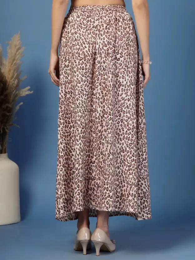 Casual Beige Flared Skirt