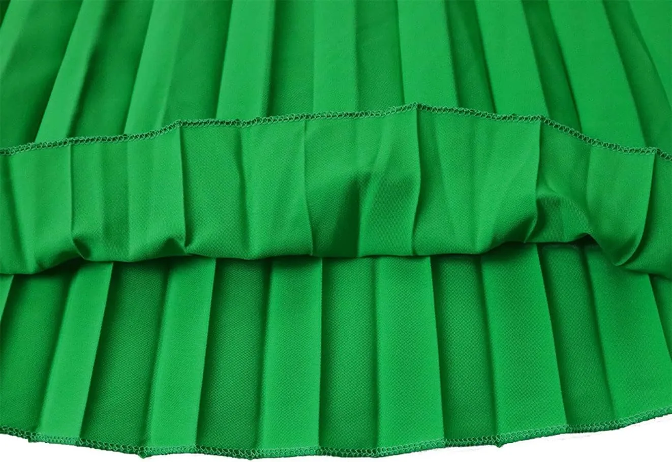 CHARTOU Women Elastic Waist Maxi Pleated Skirt Ruffle Long Skirt Club Party Flowy A Line Skirt with Belt