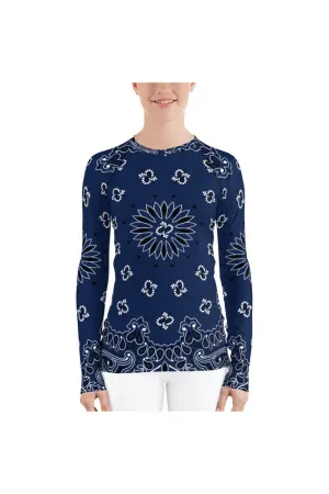 Classic Blue Bandana Women's Rash Guard