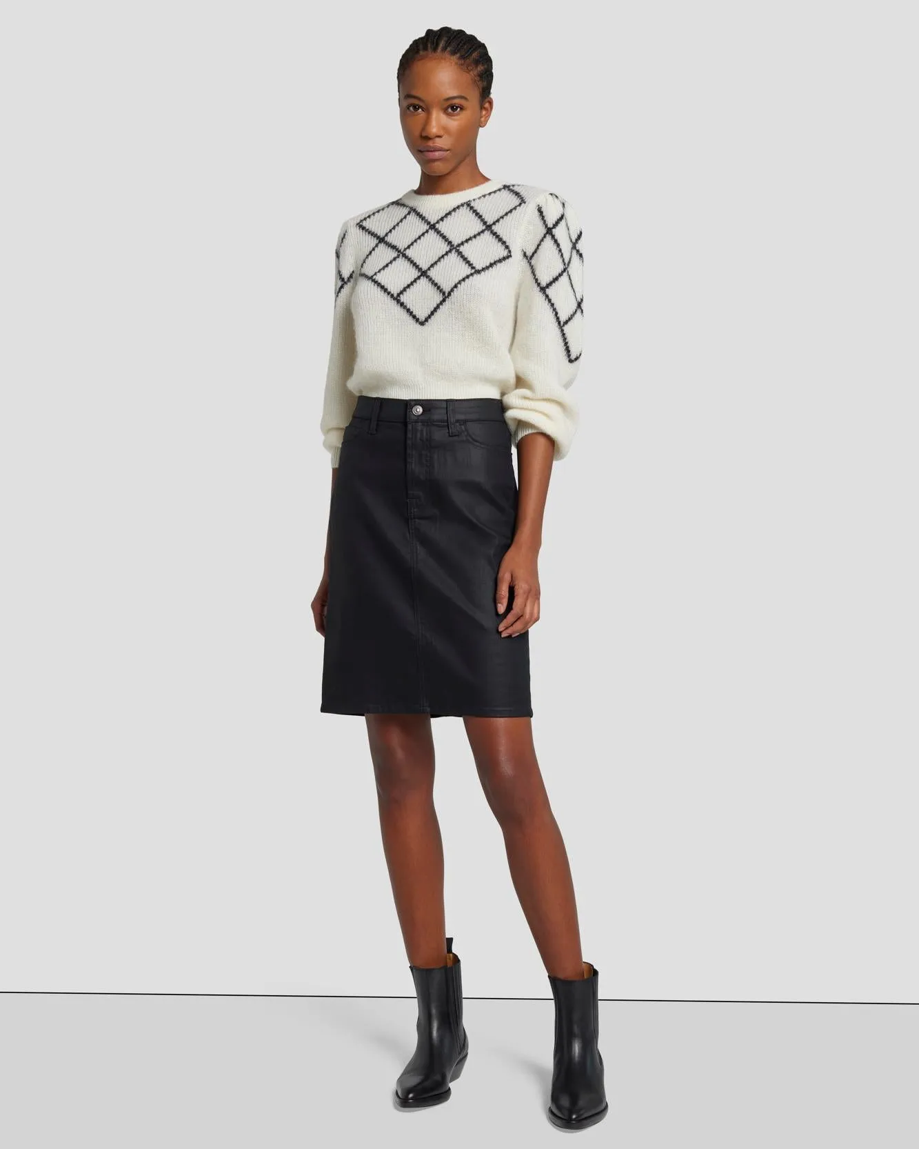 Coated Easy Pencil Skirt in Rabbit Hole