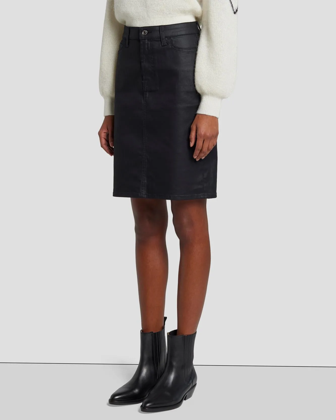 Coated Easy Pencil Skirt in Rabbit Hole