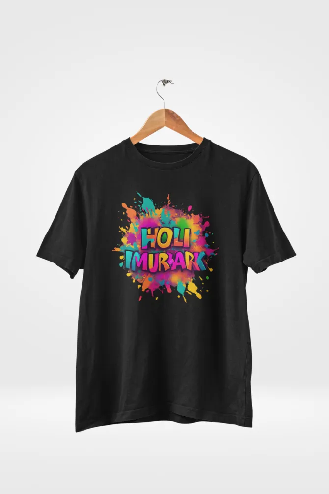 Colourful Holi Mubarak T-shirt for women