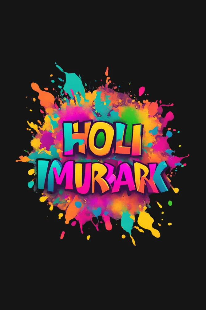 Colourful Holi Mubarak T-shirt for women