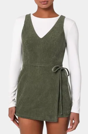 Coordinated Cuteness Olive Green Corduroy Faux Wrap Romper