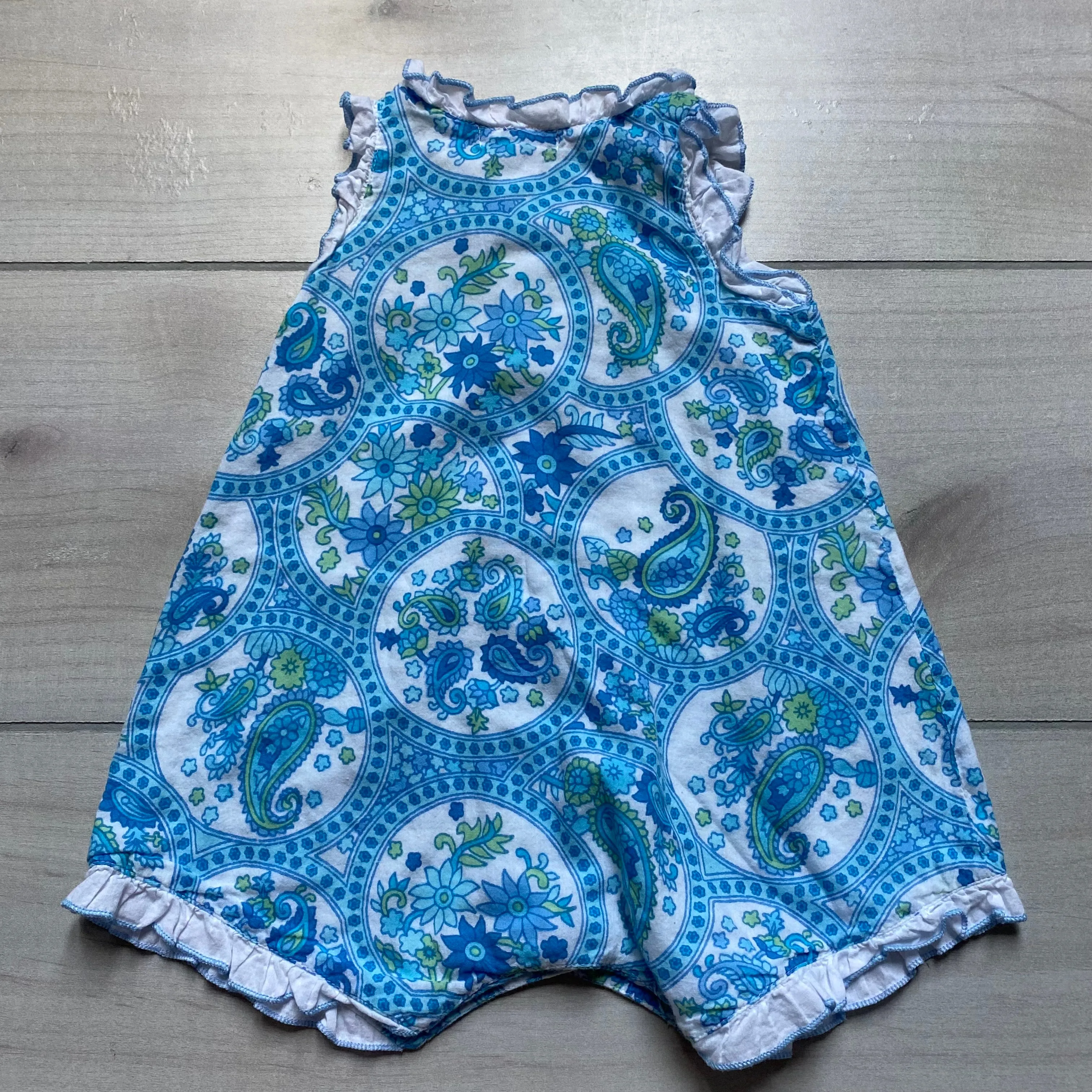 Cotton Kidz Baby Blue Paisley Romper