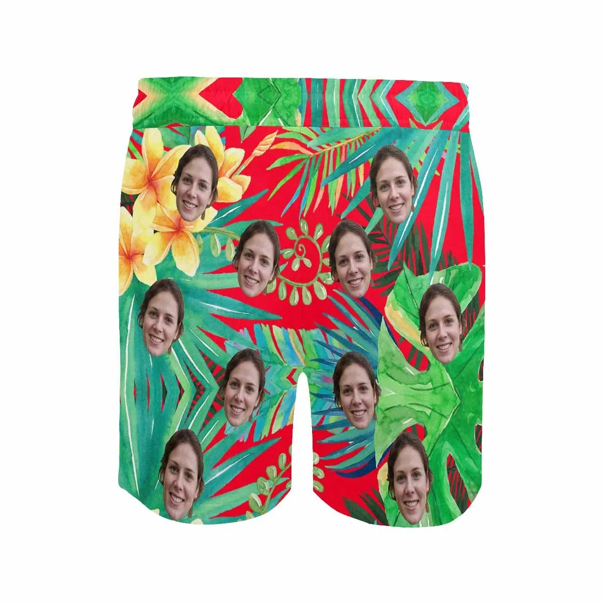 Customize Swim Trunks with Design Girlfriend's Face Personalized Colorful Men's Quick Dry Swim Shorts