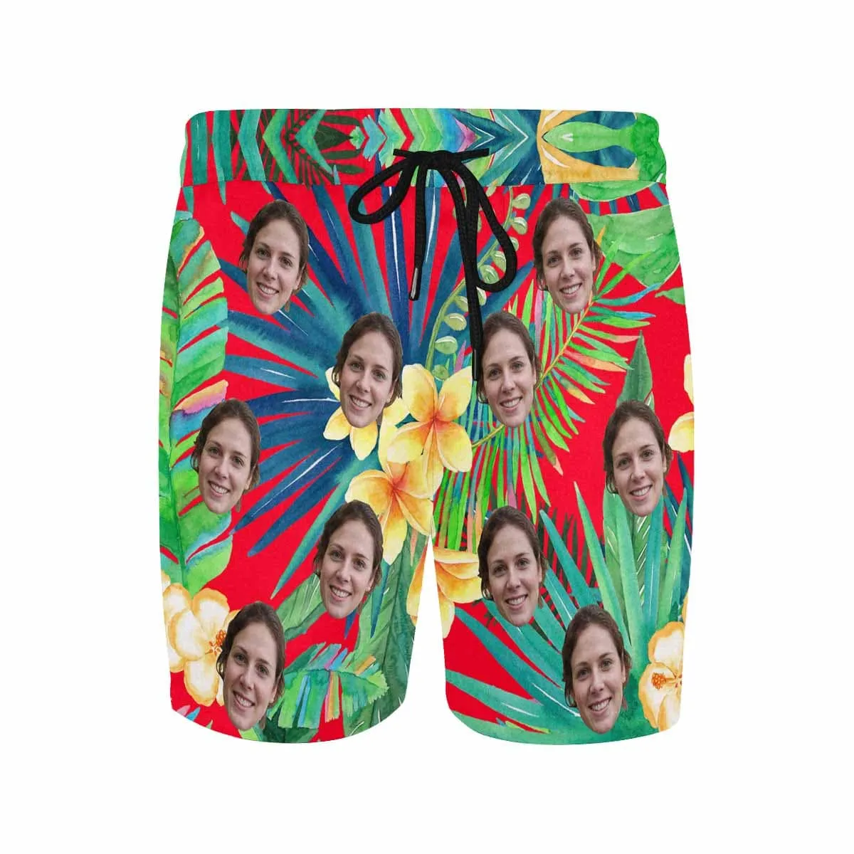 Customize Swim Trunks with Design Girlfriend's Face Personalized Colorful Men's Quick Dry Swim Shorts