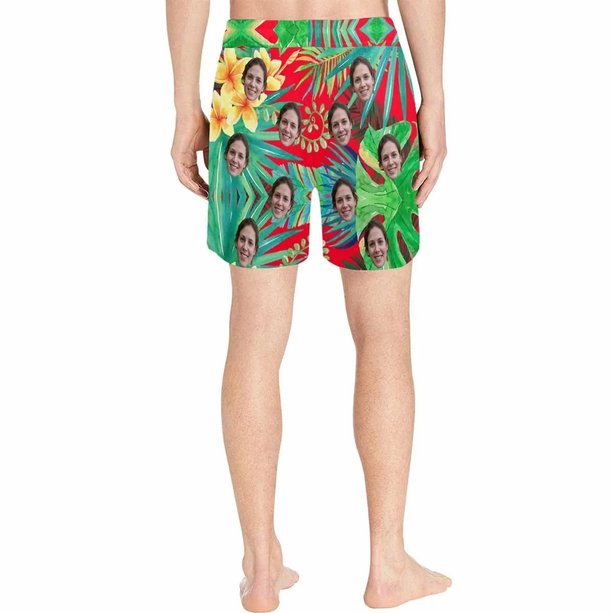 Customize Swim Trunks with Design Girlfriend's Face Personalized Colorful Men's Quick Dry Swim Shorts