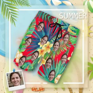 Customize Swim Trunks with Design Girlfriend's Face Personalized Colorful Men's Quick Dry Swim Shorts