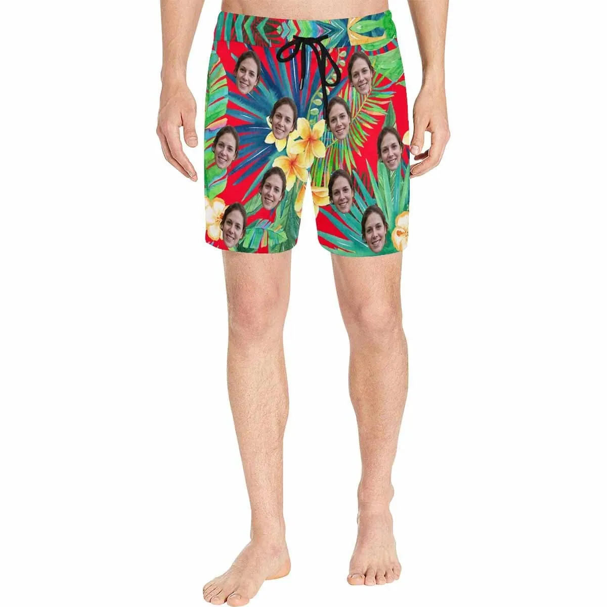 Customize Swim Trunks with Design Girlfriend's Face Personalized Colorful Men's Quick Dry Swim Shorts