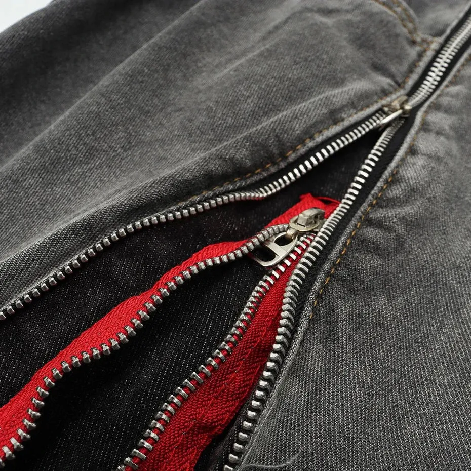 Double Zip Denim Shorts