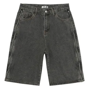 Double Zip Denim Shorts